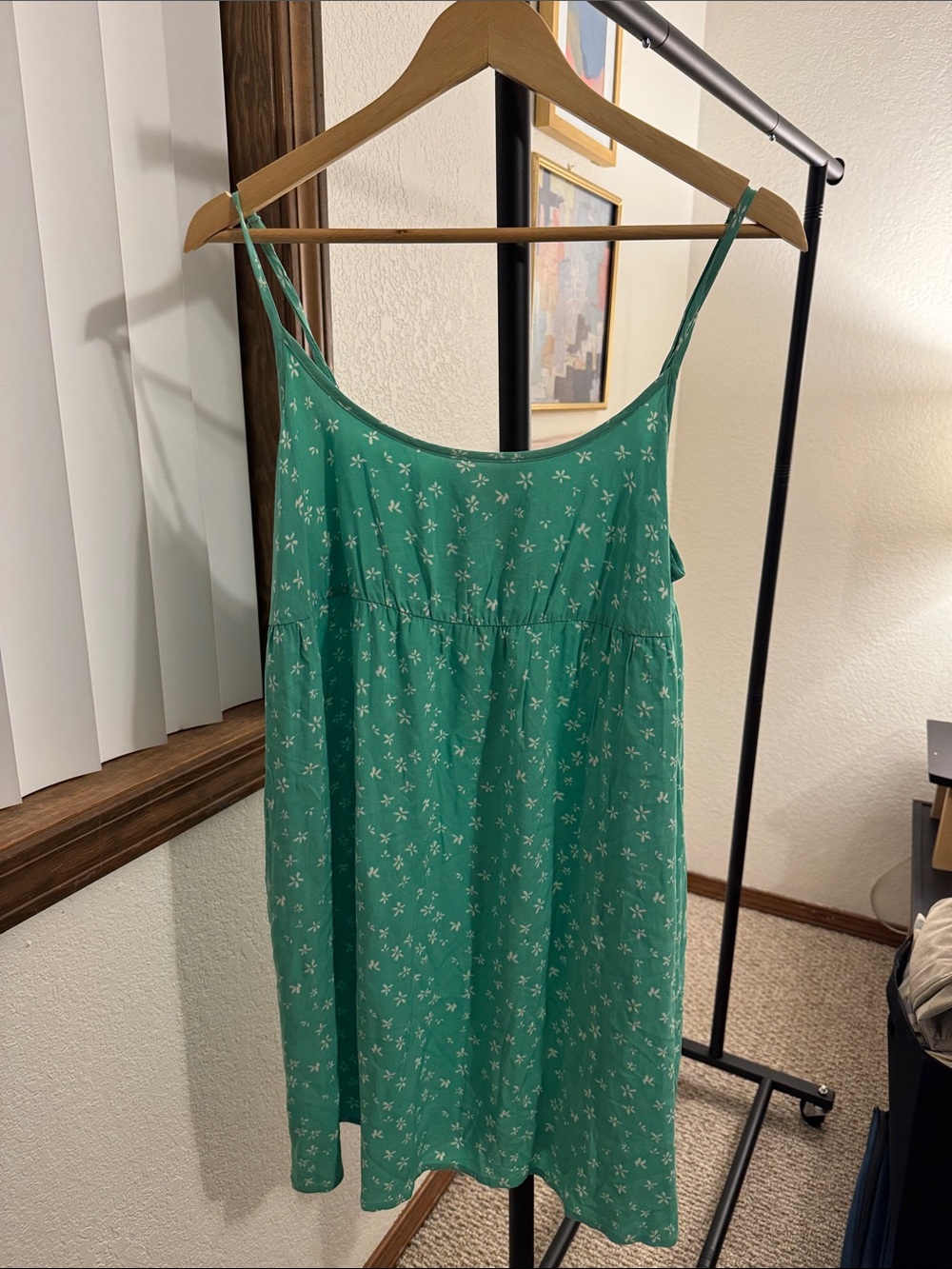 Women’s Green Floral Spaghetti-Strap Sundress